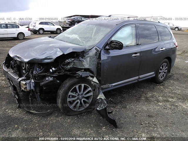 5N1AR2MN7DC689448 - 2013 NISSAN PATHFINDER S/SV/SL/PLATINUM 蓝色 照片 2