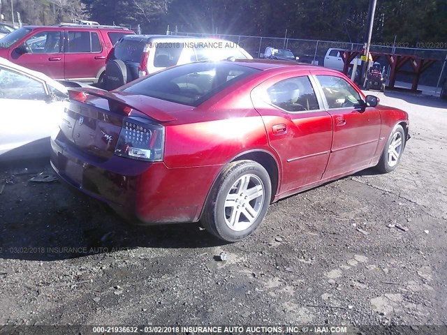 2B3KA53H86H191693 - 2006 DODGE CHARGER R/T RED photo 4