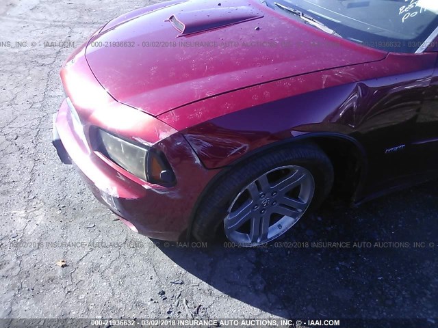 2B3KA53H86H191693 - 2006 DODGE CHARGER R/T RED photo 6