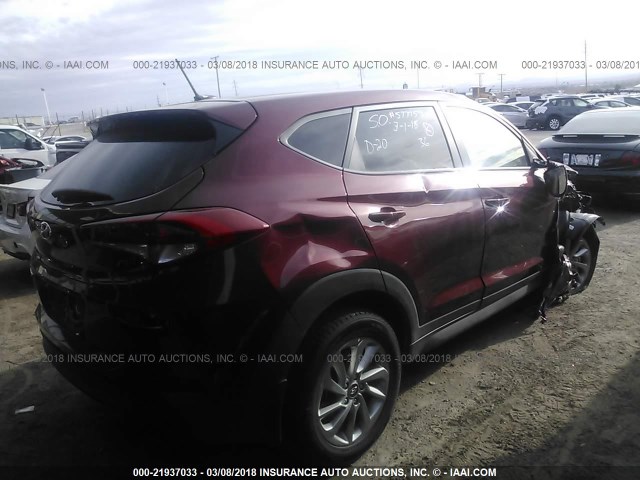 KM8J23A42HU550687 - 2017 HYUNDAI TUCSON SE MAROON photo 4