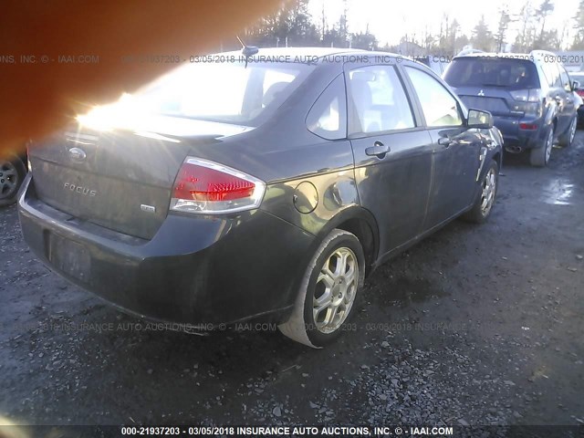 1FAHP35N68W275844 - 2008 FORD FOCUS SE/SEL/SES BLACK photo 4