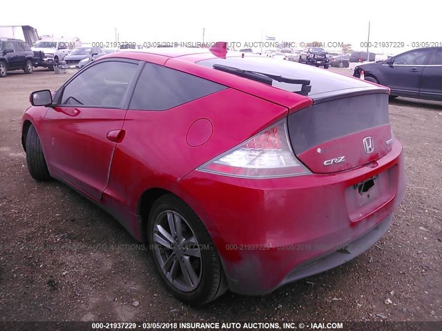 JHMZF1D68CS004444 - 2012 HONDA CR-Z EX RED photo 3