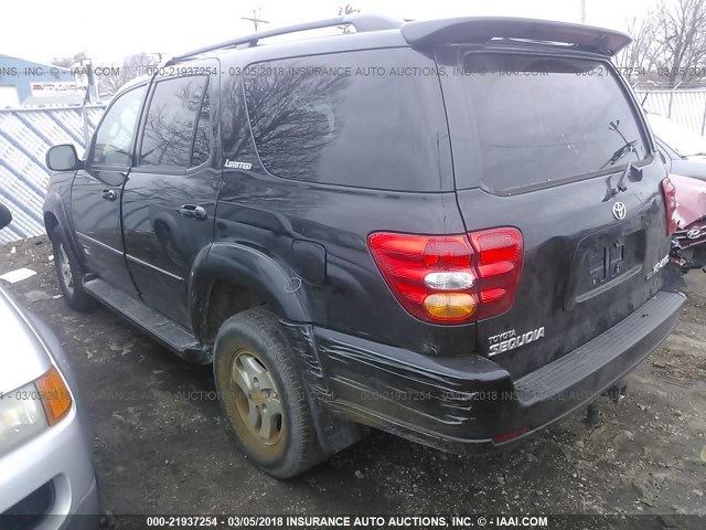 5TDBT48A12S091283 - 2002 TOYOTA SEQUOIA LIMITED BLACK photo 3