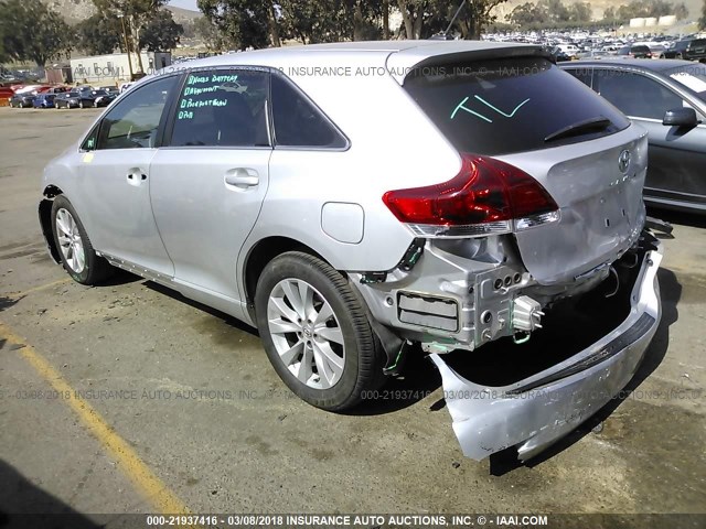 4T3ZA3BB9EU085010 - 2014 TOYOTA VENZA LE/XLE SILVER photo 3