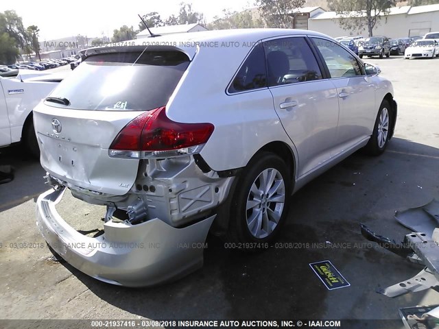 4T3ZA3BB9EU085010 - 2014 TOYOTA VENZA LE/XLE SILVER photo 4