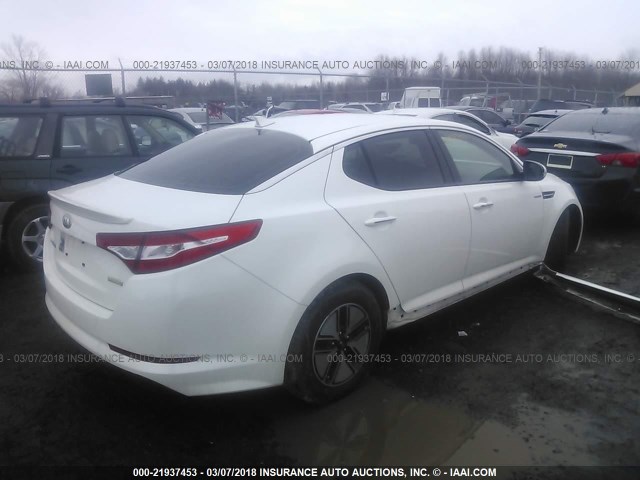 KNAGM4AD3D5044852 - 2013 KIA OPTIMA HYBRID WHITE photo 4