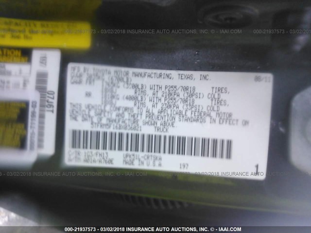 5TFRM5F16BX036021 - 2011 TOYOTA TUNDRA DOUBLE CAB SR5 GRAY photo 9