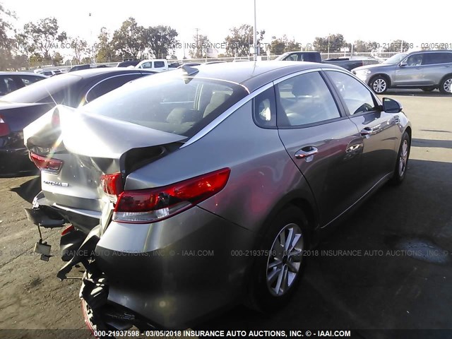 5XXGT4L31GG083661 - 2016 KIA OPTIMA LX GRAY photo 4