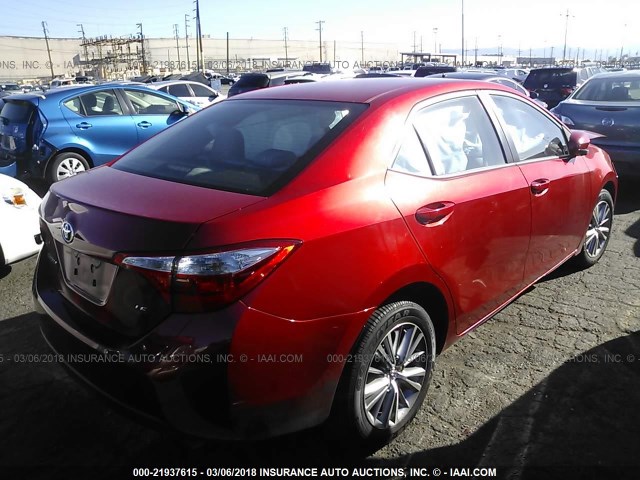 5YFBURHE4EP176029 - 2014 TOYOTA COROLLA L/LE/LE PLS/PRM/S/S PLS RED photo 4