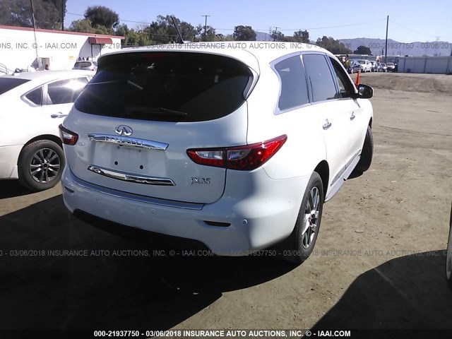 5N1AL0MN5DC328547 - 2013 INFINITI JX35 WHITE photo 4