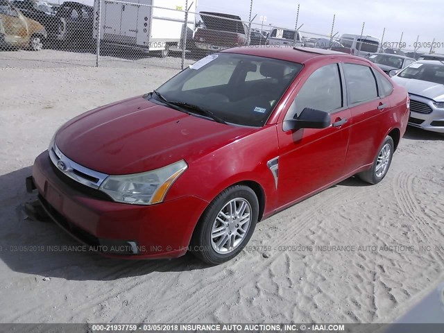 1FAHP35N08W174654 - 2008 FORD FOCUS SE/SEL/SES RED photo 2