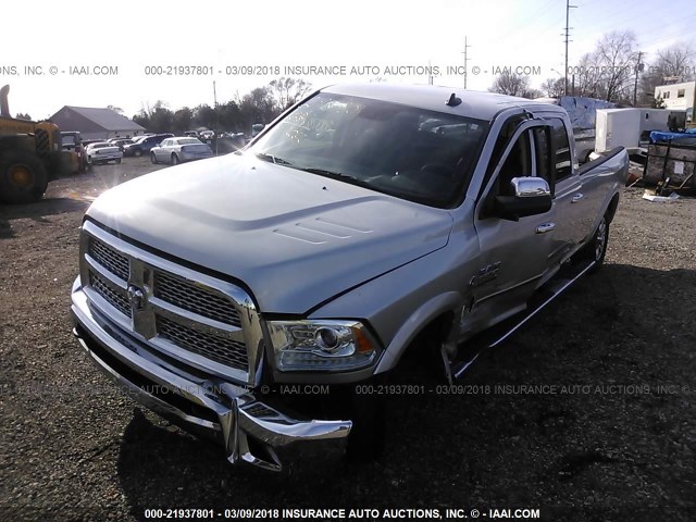 3C63R3JL8EG247841 - 2014 RAM 3500 4X4 CREWCAB LARAMIE SILVER photo 2