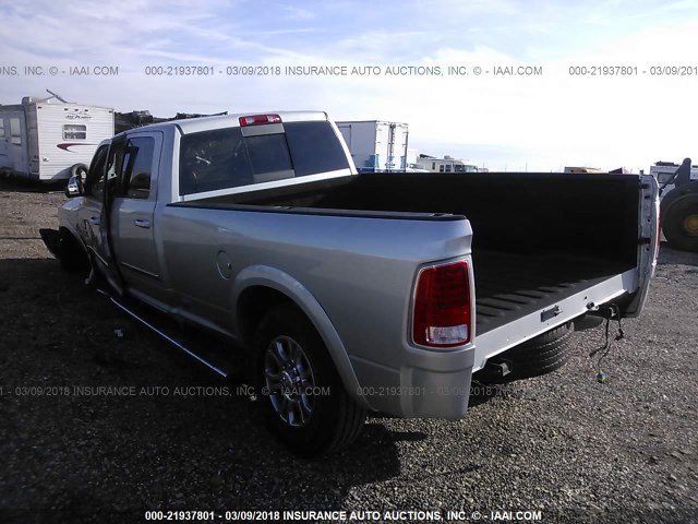 3C63R3JL8EG247841 - 2014 RAM 3500 4X4 CREWCAB LARAMIE SILVER photo 3