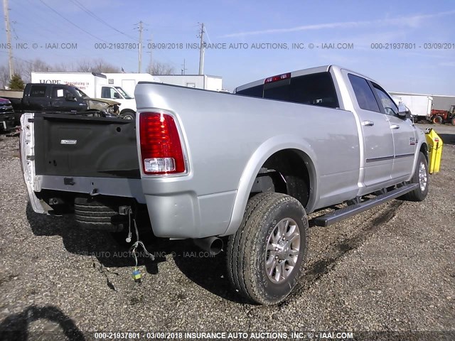 3C63R3JL8EG247841 - 2014 RAM 3500 4X4 CREWCAB LARAMIE SILVER photo 4