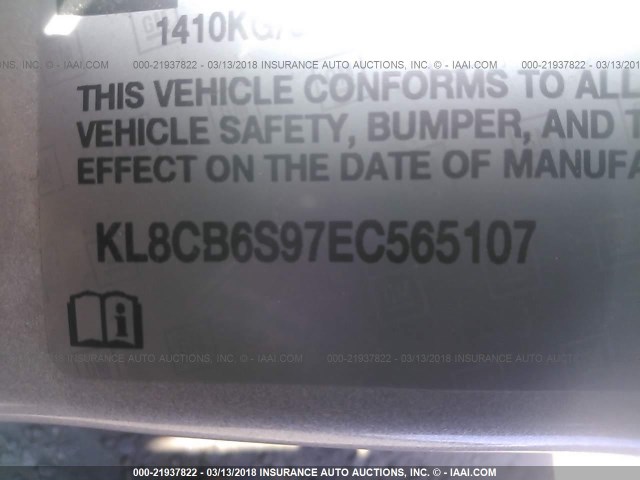 KL8CB6S97EC565107 - 2014 CHEVROLET SPARK LS SILVER photo 9