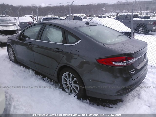 3FA6P0H79HR146969 - 2017 FORD FUSION SE SILVER photo 3