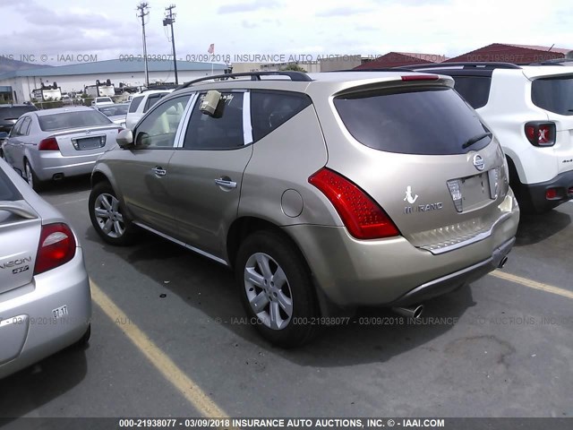 JN8AZ08T86W402920 - 2006 NISSAN MURANO SL/SE/S GOLD photo 3