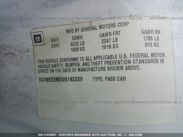 1G1NE52MXV6142339 - 1997 CHEVROLET MALIBU LS თეთრი ფოტო 9