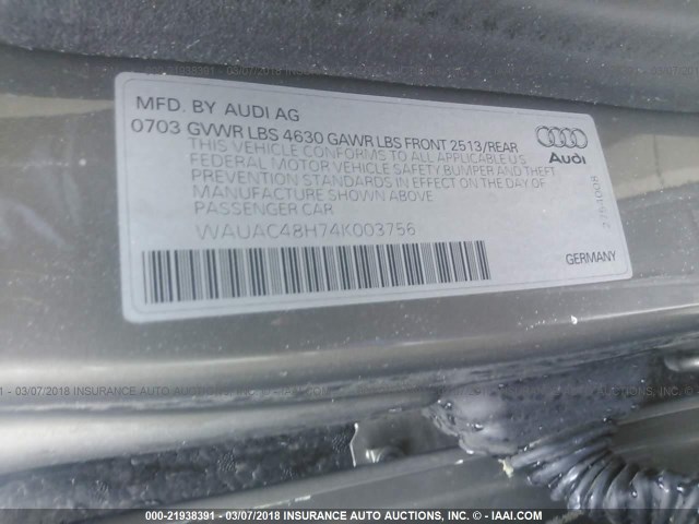 WAUAC48H74K003756 - 2004 AUDI A4 1.8 CABRIOLET GRAY photo 9