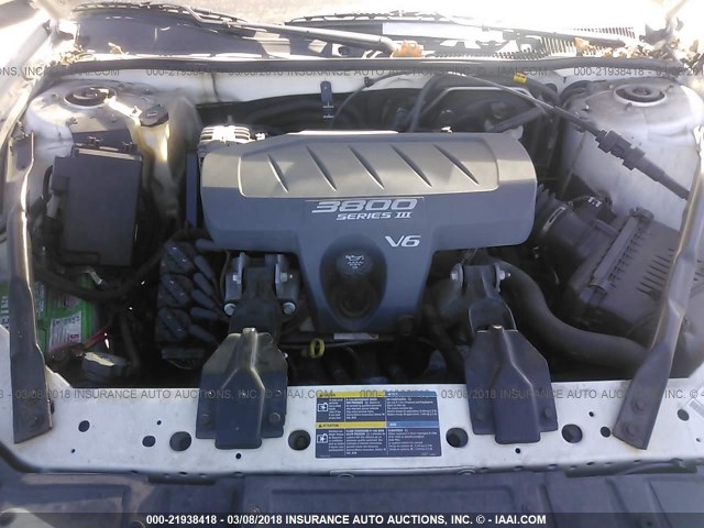 2G2WP522751148079 - 2005 PONTIAC GRAND PRIX WHITE photo 10