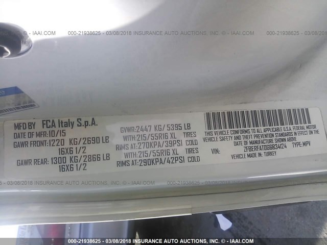 ZFBERFAT0G6B34124 - 2016 RAM PROMASTER CITY  白色 照片 9