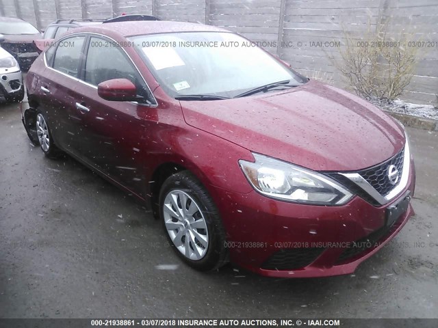 3N1AB7AP7HY333478 - 2017 NISSAN SENTRA S/SV/SR/SL RED photo 1