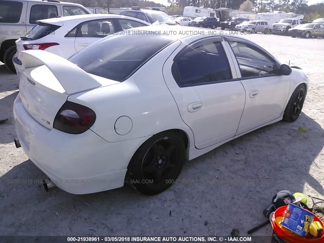 1B3ES66S74D618914 - 2004 DODGE NEON SRT-4 WHITE photo 4