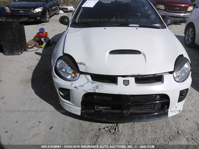 1B3ES66S74D618914 - 2004 DODGE NEON SRT-4 WHITE photo 6