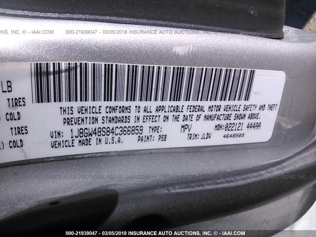 1J8GW48S84C366859 - 2004 JEEP GRAND CHEROKEE LAREDO/COLUMBIA/FREEDOM 银色 照片 9