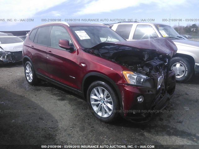 5UXWX9C53E0D38440 - 2014 BMW X3 XDRIVE28I MAROON photo 1