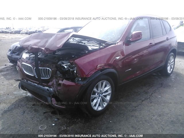 5UXWX9C53E0D38440 - 2014 BMW X3 XDRIVE28I MAROON photo 2