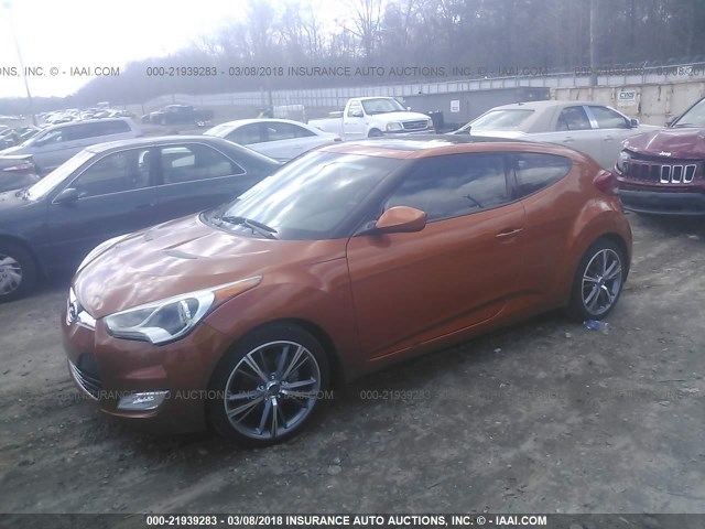 KMHTC6AD5CU027583 - 2012 HYUNDAI VELOSTER ORANGE photo 2