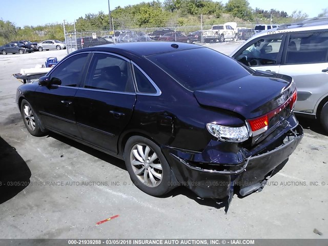 KMHFC46F77A202774 - 2007 HYUNDAI AZERA SE/LIMITED PURPLE photo 3