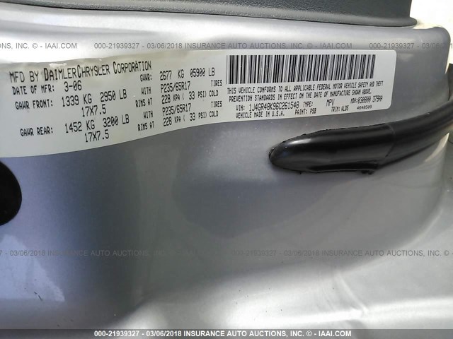 1J4GR48K96C261548 - 2006 JEEP GRAND CHEROKEE LAREDO/COLUMBIA/FREEDOM 灰色 照片 9