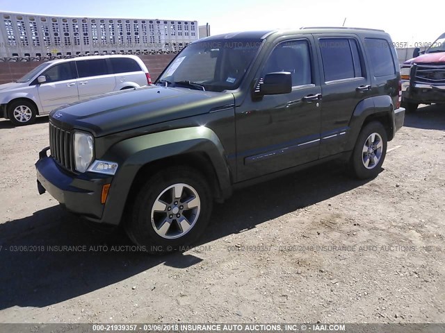 1J8GP28K38W219032 - 2008 JEEP LIBERTY SPORT GREEN photo 2