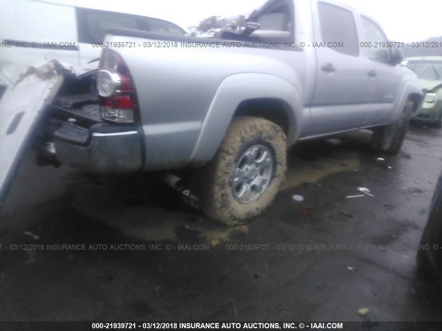3TMLU4EN0BM065668 - 2011 TOYOTA TACOMA DOUBLE CAB ვერცხლისფერი ფოტო 4