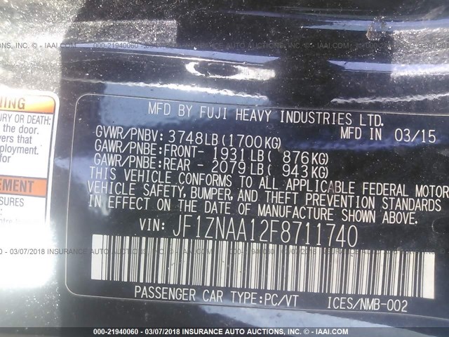 JF1ZNAA12F8711740 - 2015 TOYOTA SCION FR-S შავი ფოტო 9