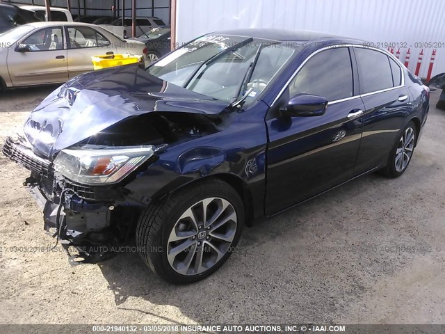 1HGCR2F53EA169787 - 2014 HONDA ACCORD SPORT BLUE photo 2