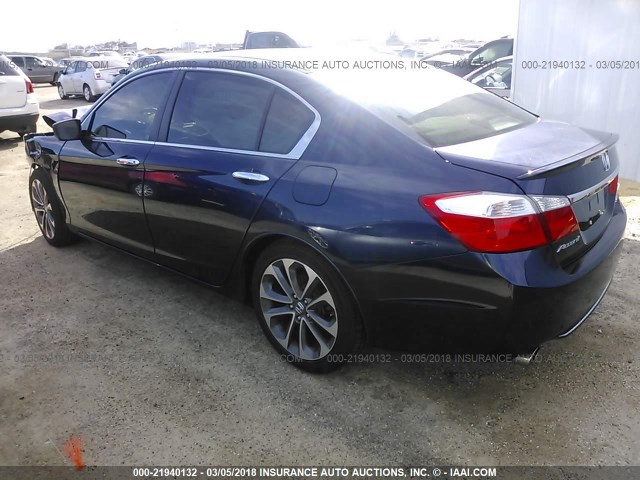 1HGCR2F53EA169787 - 2014 HONDA ACCORD SPORT BLUE photo 3