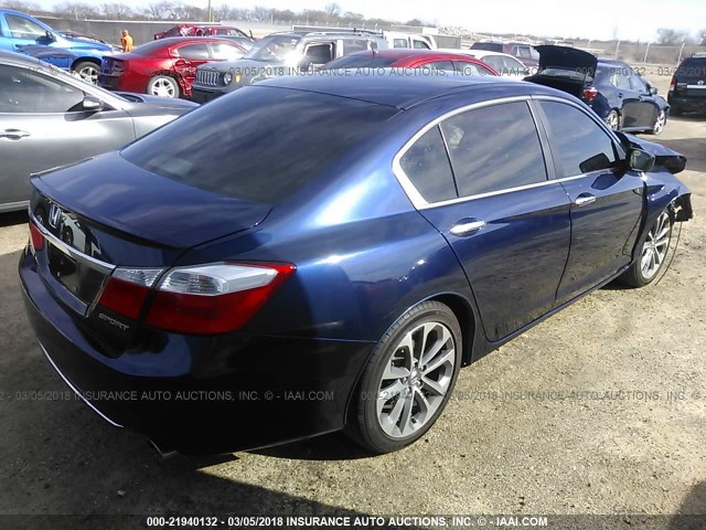 1HGCR2F53EA169787 - 2014 HONDA ACCORD SPORT BLUE photo 4