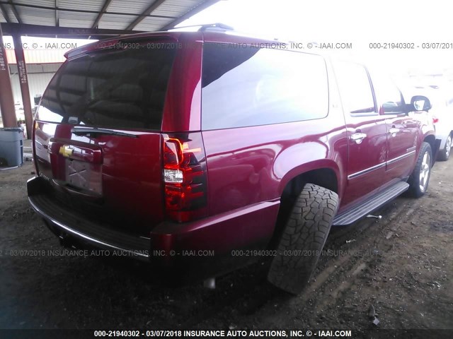 1GNSKKE76ER157126 - 2014 CHEVROLET SUBURBAN K1500 LTZ RED photo 4