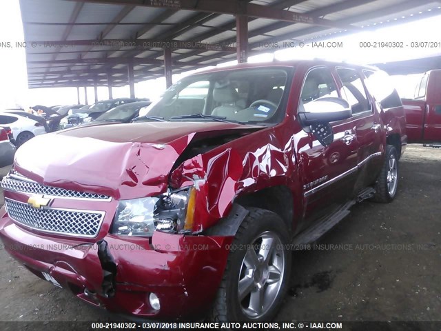 1GNSKKE76ER157126 - 2014 CHEVROLET SUBURBAN K1500 LTZ RED photo 6