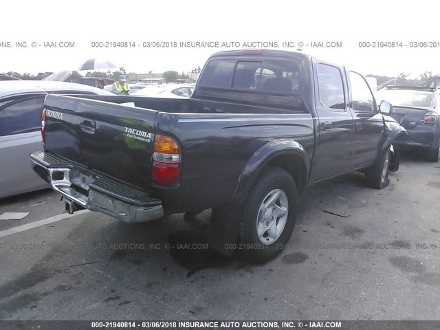 5TEGN92N22Z071135 - 2002 TOYOTA TACOMA DOUBLE CAB PRERUNNER BLACK photo 4
