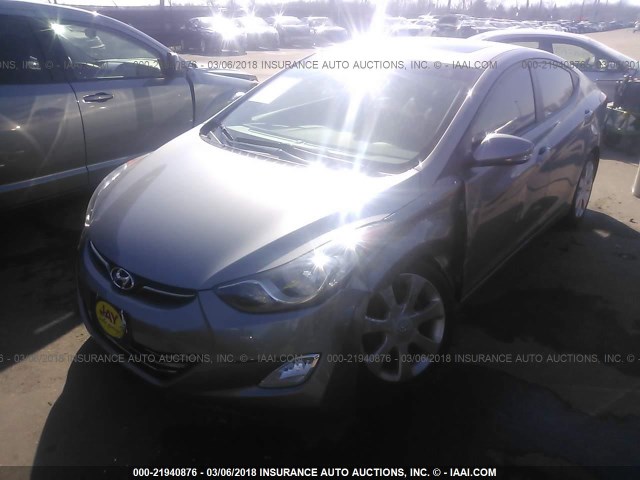 KMHDH4AE4BU121410 - 2011 HYUNDAI ELANTRA GLS/LIMITED GRAY photo 2