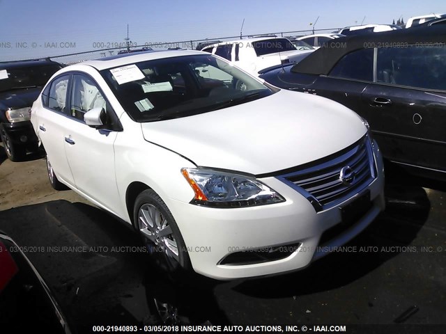 3N1AB7AP5EL637319 - 2014 NISSAN SENTRA S/SV/SR/SL WHITE photo 1