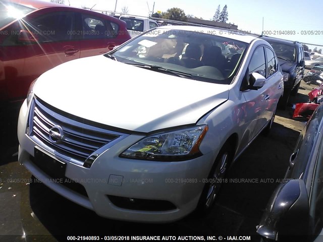 3N1AB7AP5EL637319 - 2014 NISSAN SENTRA S/SV/SR/SL WHITE photo 2