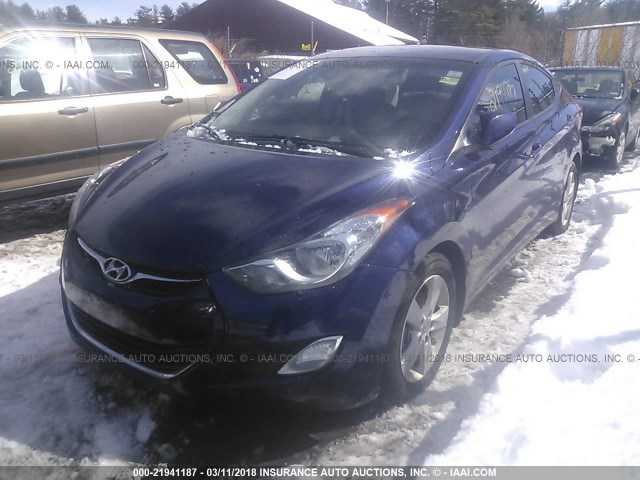 5NPDH4AE5DH401970 - 2013 HYUNDAI ELANTRA GLS/LIMITED BLUE photo 2