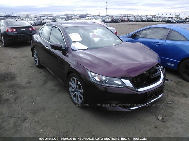 1HGCR2F55FA123637 - 2015 HONDA ACCORD SPORT 勃艮第红 照片 1