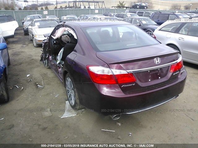 1HGCR2F55FA123637 - 2015 HONDA ACCORD SPORT 勃艮第红 照片 3