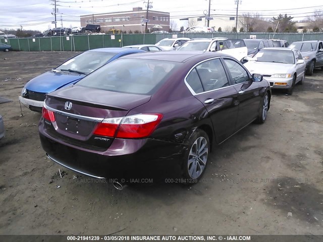 1HGCR2F55FA123637 - 2015 HONDA ACCORD SPORT 勃艮第红 照片 4